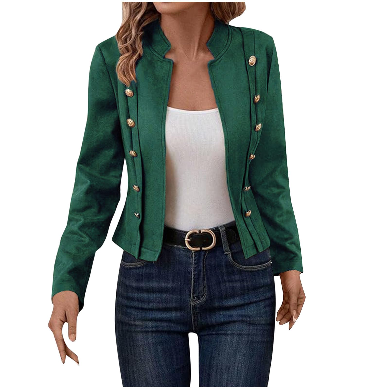 Womens Faux Suede Jacket Slim Fit Business Long Sleeve Open Front Cropped Blazer Jacket Coat 2025 Fall Casual