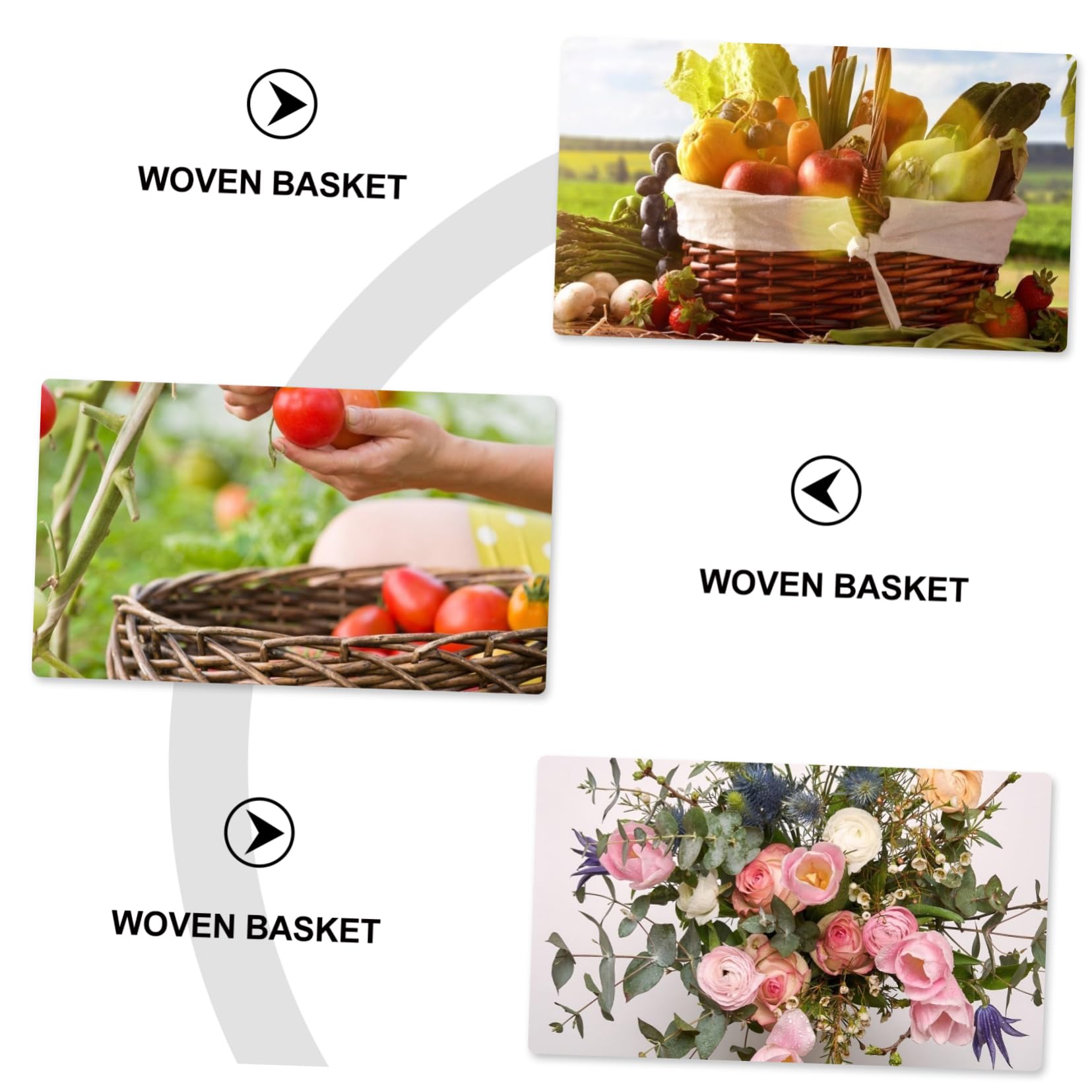 2piezas Cesta De Flores Portátil Woven Asa De Madera Almacenamiento Artesanal y Decorativo Para Hogar