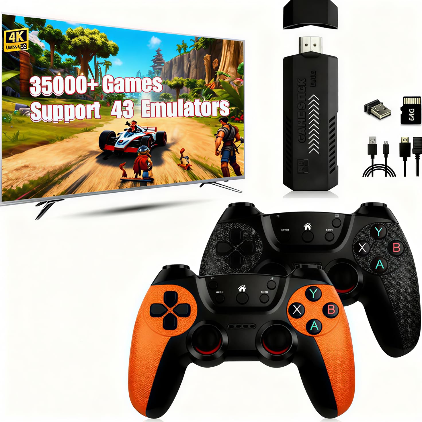 Mldnld Console Retrogaming de 30000+ jeux classiques intégrés, 4K HDMI console de jeux avec plus 2 manettes sans fil, 23 émulateurs Jeux Stick Plug & Play TV - 2