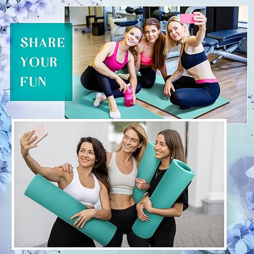 Miniatura 5 de Timgle 6 alfombrillas de yoga de 0.394 in de grosor a granel, 68 x 24 pulgadas, tapete de ejercicio antideslizante resistente al desgarro para