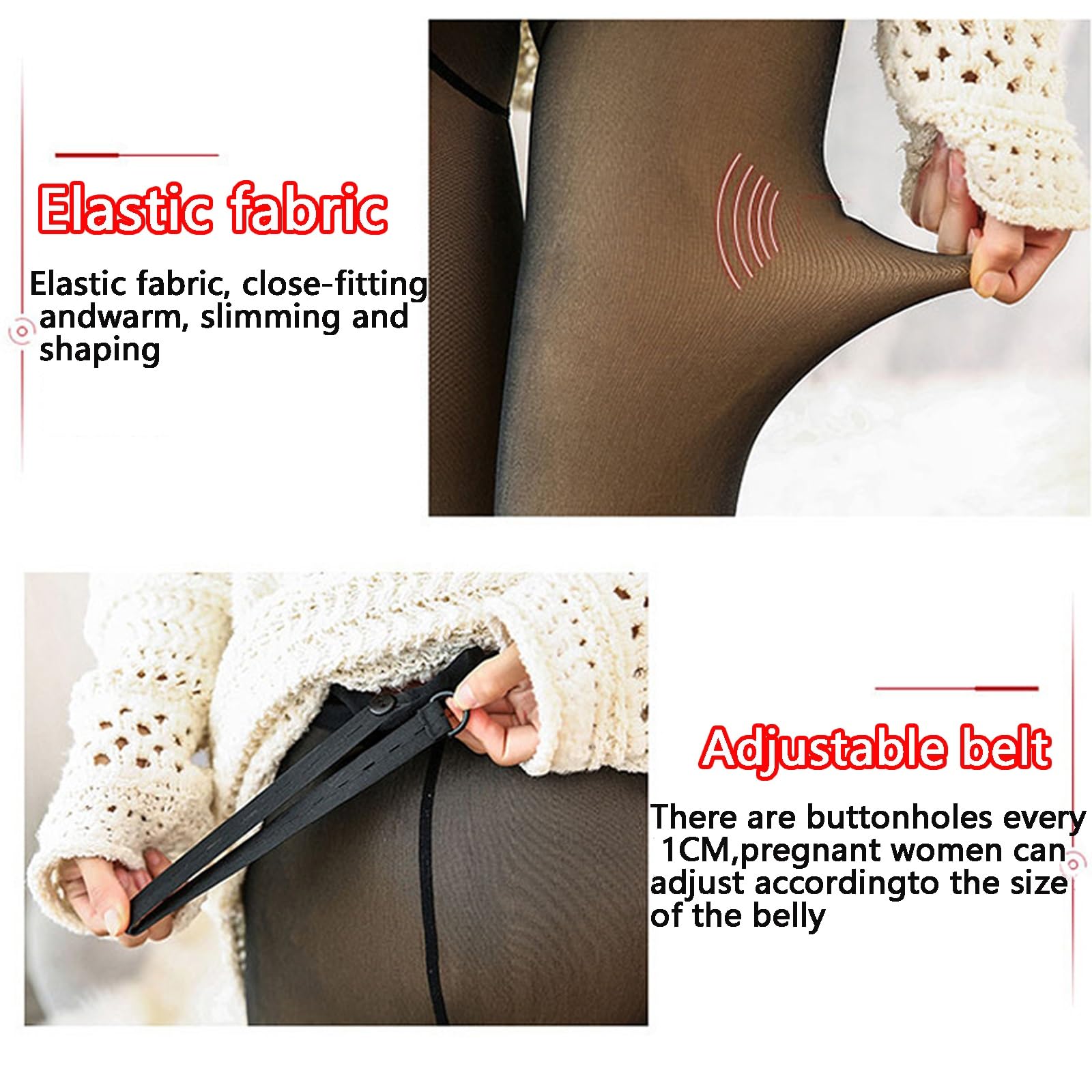 Generisch Umstandsstrumpfhose for Damen, mit Fleece gefüttert, hohe Taille, for den Winter, warm, durchscheinend(Lint-Free)