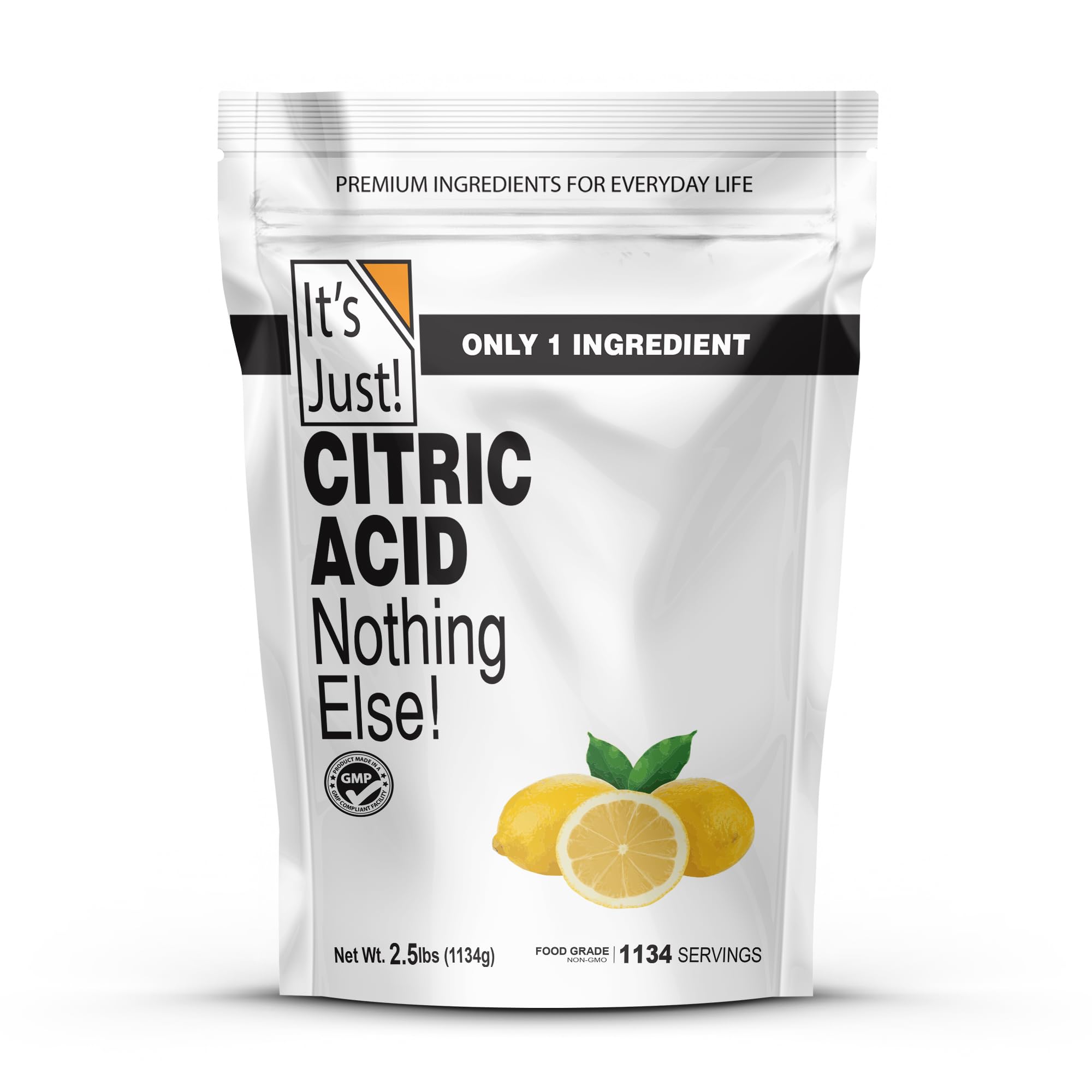 It's Just! - Citric Acid (Food Grade) Non-GMO, Make Your Own, Bath Bombs, Sour Drinks, Household Cleaning (1180ml)