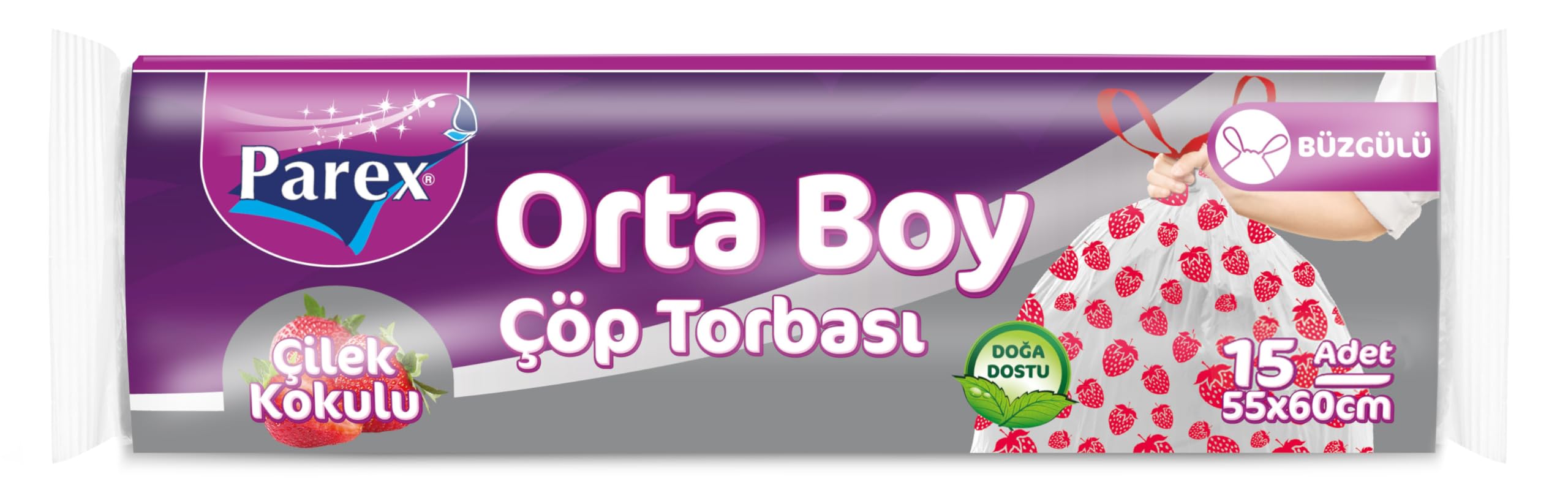 Parex Büzgülü Çöp Torbası Çilek Kokulu Orta Boy