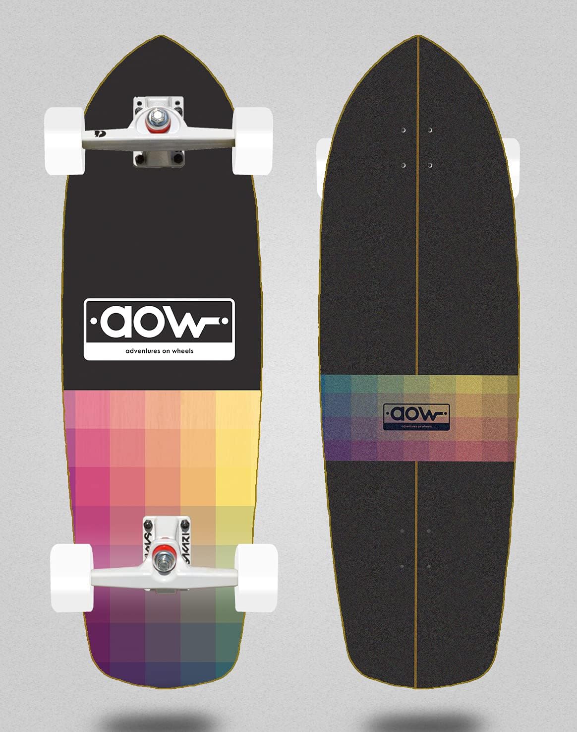 Aow surfskate Sakari Complete with SGI Surf Skate Trucks Pixels Black 34