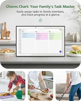 15.6 Inch Digital Calendar Chore Chart, Smart Digital Calendar Wall Planner Picture Frame with HD Touch Screen, Desk & Wall Mount Planner for Family Schedules(Black)