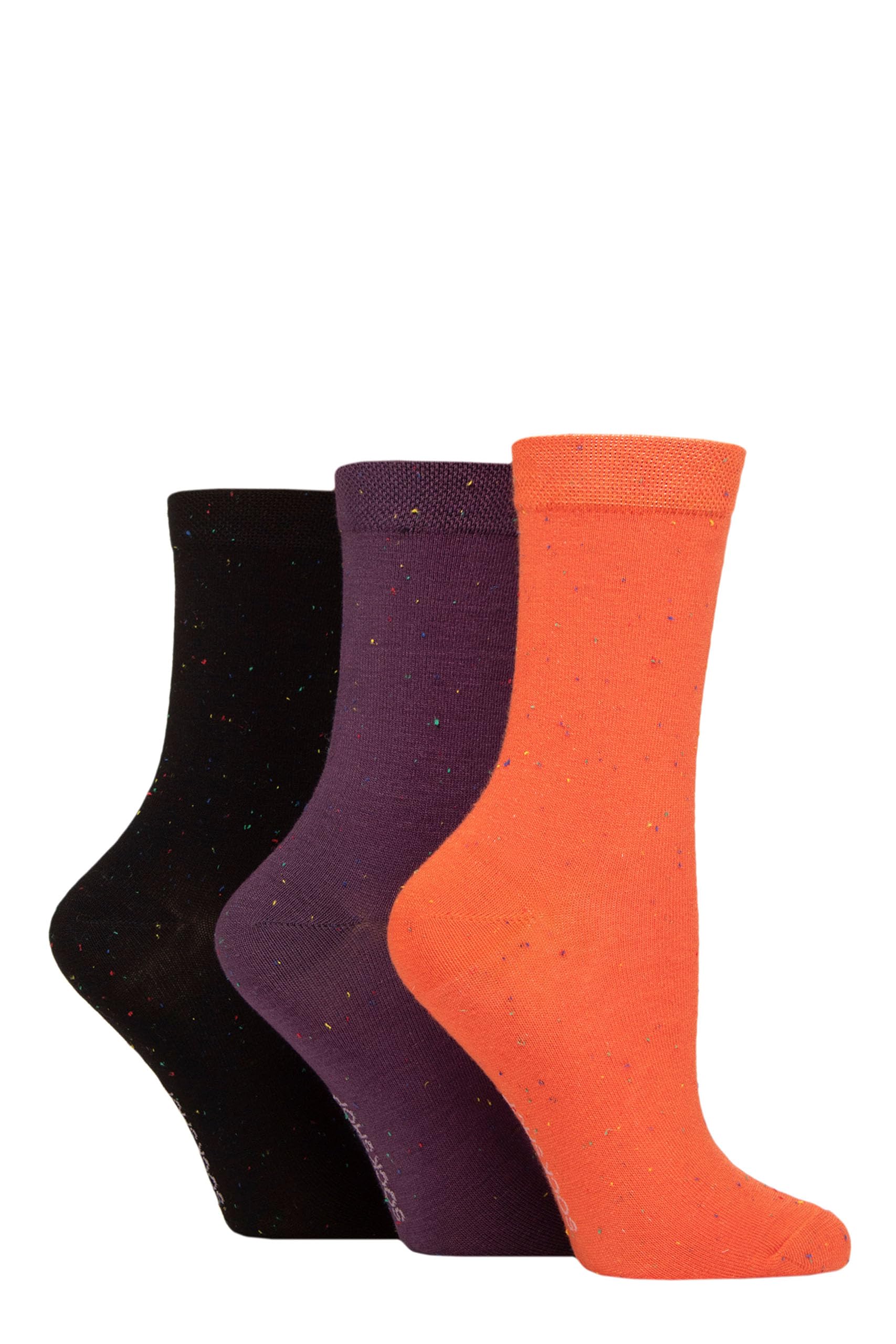 Sockshop Women's Purple / Rust / Black Speckled Soft, Breathable & Cooling Bamboo Socks In A Multipack Of 3 Pairs Casual Day To Day Wear (As8, Numeric, Numeric_4, Numeric_8, Regular, Regular, Purple/Rust/Black)