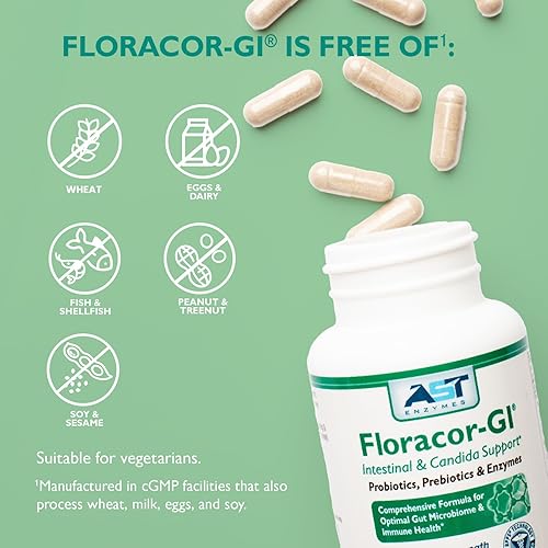 Miniatura 7 de Floracor - Apoya la salud intestinal e intestinal - Fórmula premium de probióticos, prebióticos y enzimas - 60 cápsulas vegetarianas