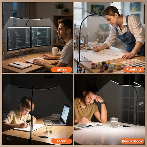 Miniatura 6 de Lámpara LED de escritorio para oficina y hogar, con clip para cuidado de los ojos, con abrazadera, lámpara de trabajo de arquitecto con atenuación