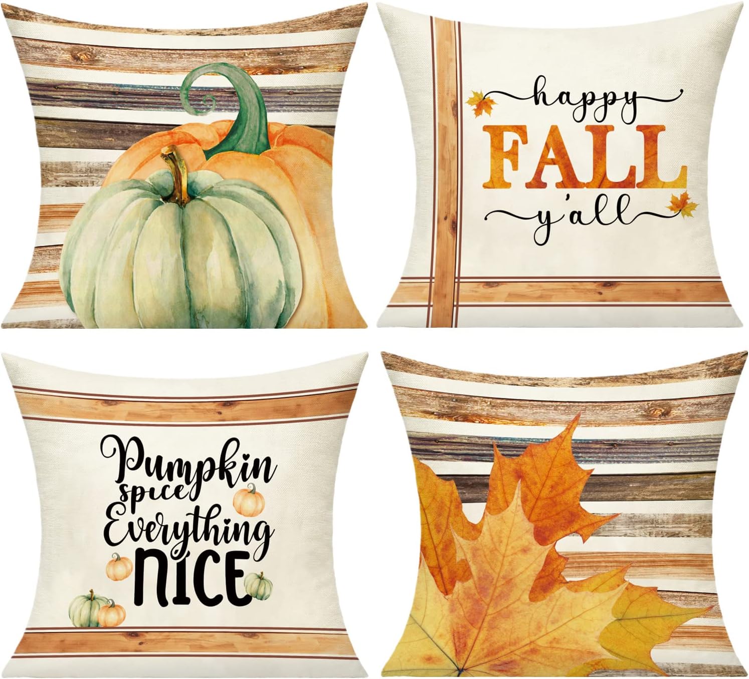 Amazon.com: VAKADO 20x20 Set of 4 Fall Throw Pillow Covers Thanksgiving ...