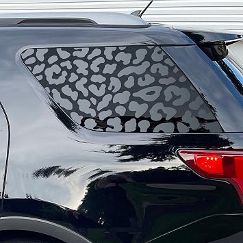 BOGAR TECH DESIGNS - Precut Leopard Cheetah Rear Side Quarter Window Decal Stickers Compatible with Ford Explorer 2011-2019, Matte Black