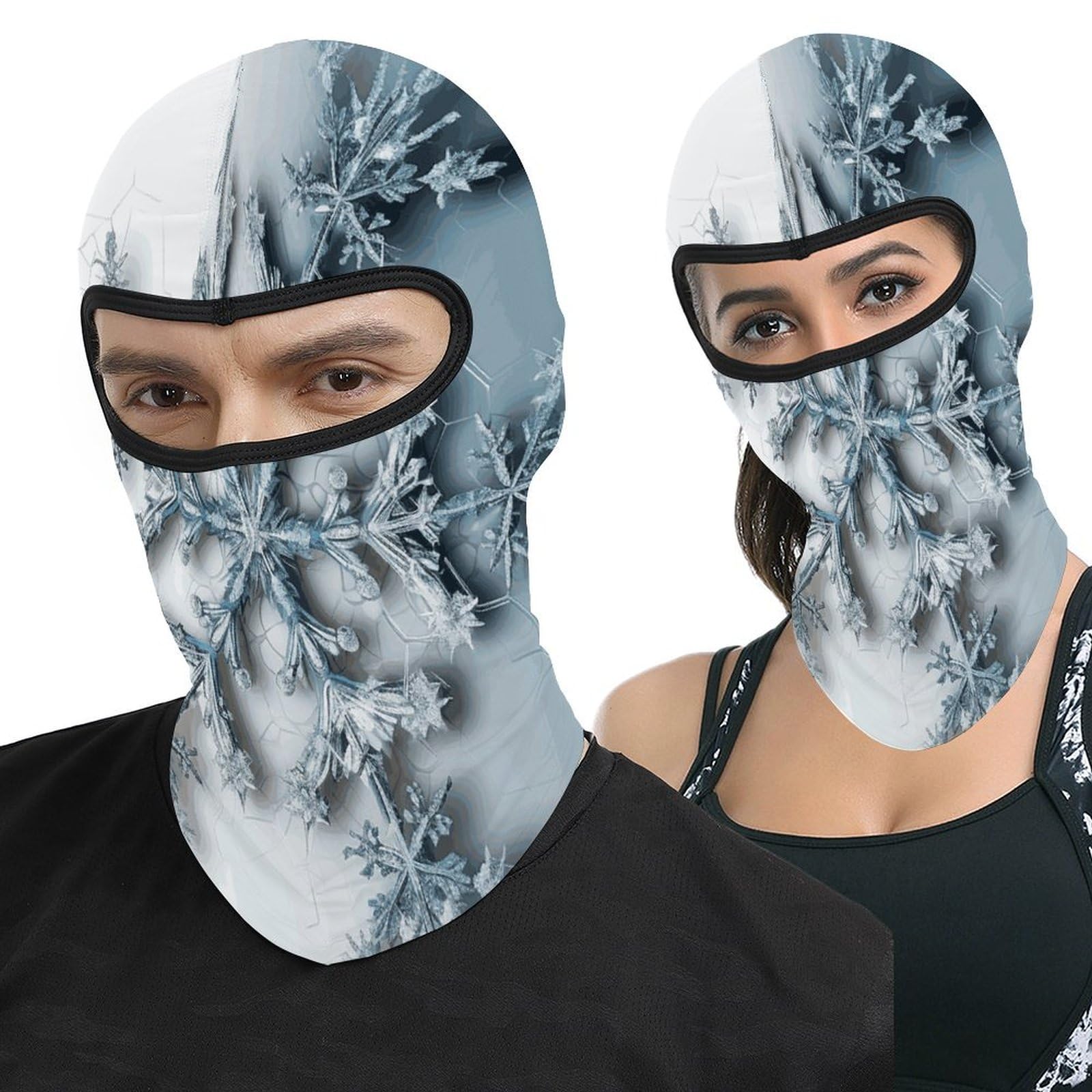 Ski Mask for Men Women Transparent Snowflake Printed Balaclava Face Motorcycle Helmet Full Head Mask Neck Warmer Hat
