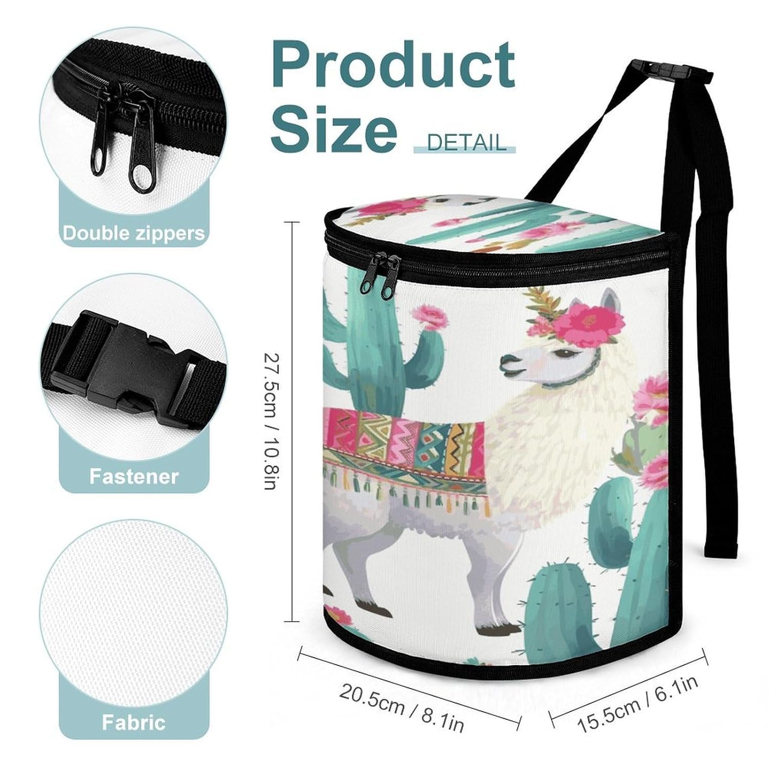 Tropical Llama Alpaca Cactus Flower Car Trash Can with Lid,Waterproof Automotive Garbage Can Leak Proof Car Trash Bag,Portable Auto Garbage Bag,Hanging Vehicle Trash Bin for Back/Front Seat
