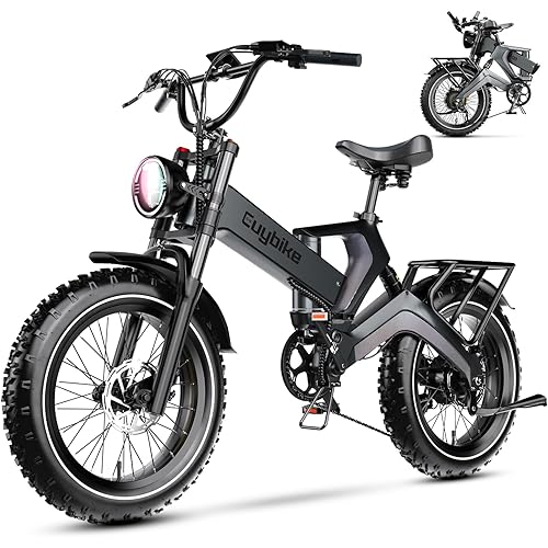 2000W/3000W Peak Motor Electric Bike for Adults, 48V/52V 25AH/30AH Battery Full Suspension Foldable Ebike, 20"x4.0" Fat Tires 35MPH Dirt Bike, 100/120 Miles Hydraulic Brake Magnesium Alloy Motorcycle