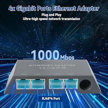Starlink Gen 3/Mini Ethernet Adapter External Network RJ45 Adapter Multi-Port 1 to 4 Devices Up to 1Gbps