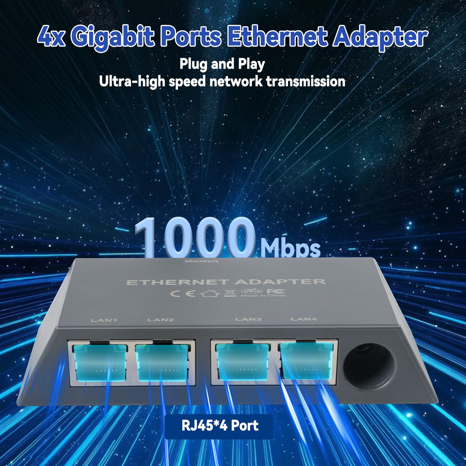 Adaptador Starlink Gen 3/Mini Ethernet de 4 puertos para red externa con cable, adaptador Ethernet Starlink 1 a 4 interfaz RJ45, 4 dispositivos conectados simultáneamente