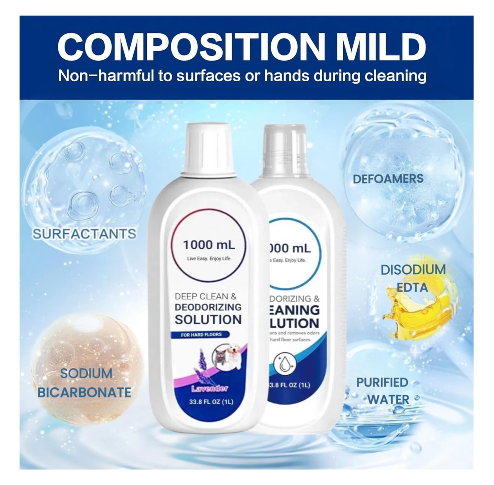 Pack De 2 Soluciones De Limpieza Para Suelos 1L, Recarga De Detergente, Compatible Con Tineco Floor One S7 S6 S5 S3 Todas Las Series Los Aspiradores Húmedo-secos