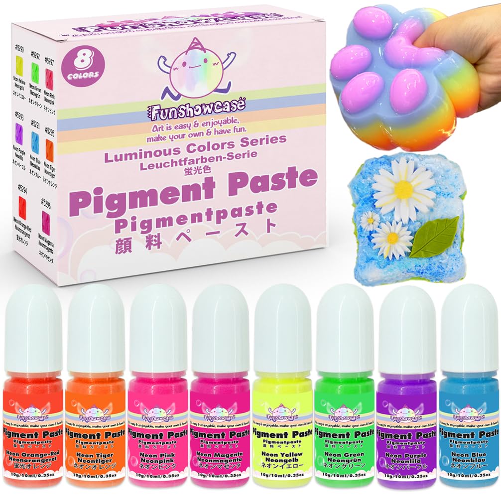 Silicone Liquid Pigment Paste 8-Color Taba Squishy Maker Mold Maker Kit Neon Colors
