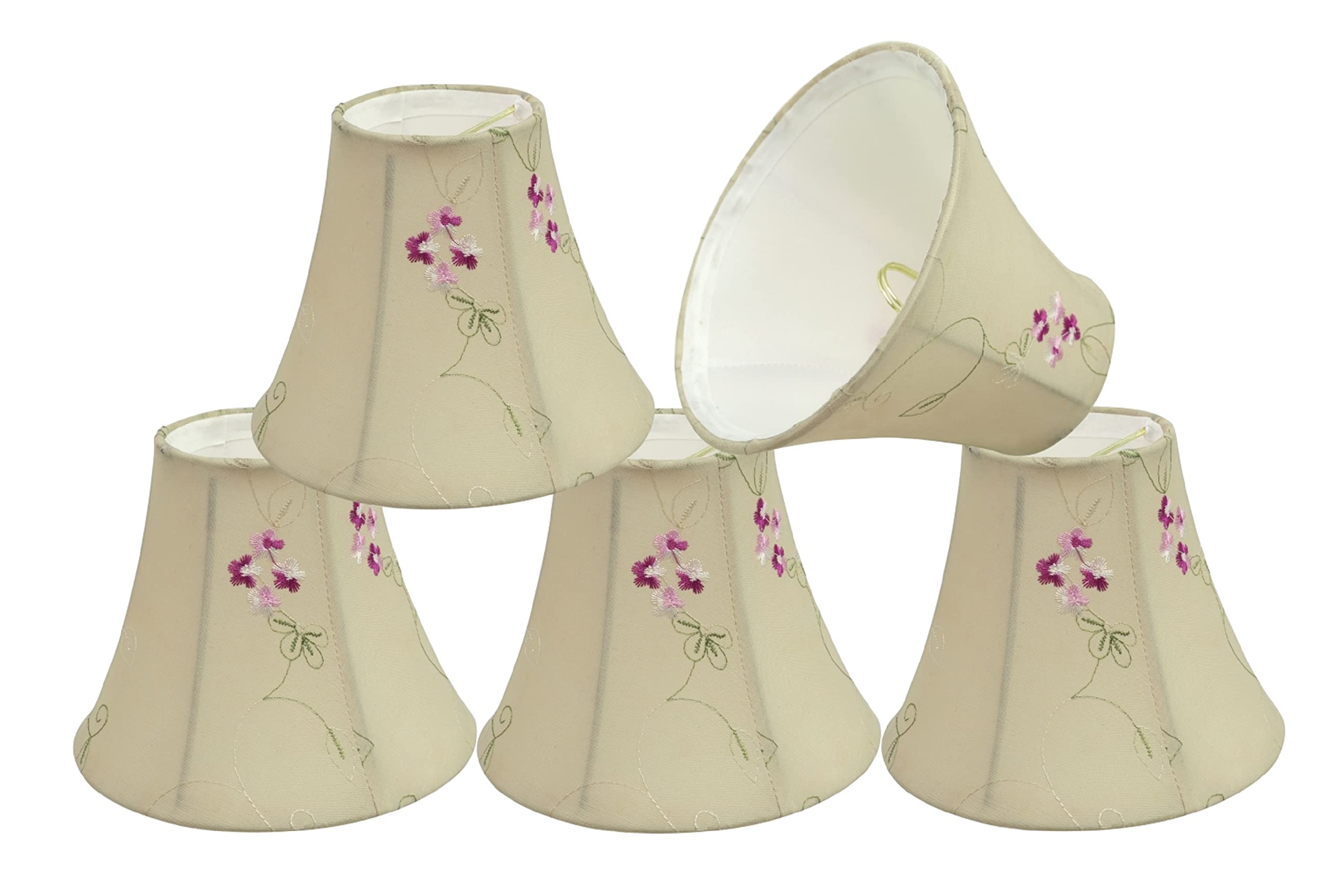 Aspen Creative 30055-5A, Bell Clip-On Chandelier Lamp Shade, Apricot, 3" Top x 6" Bottom x 5" Slant Height, Set of 5
