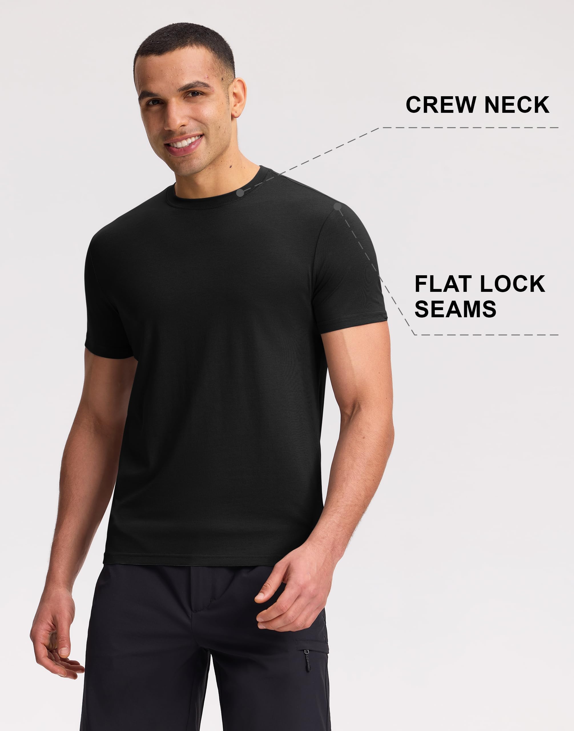 Pioneer Camp Camiseta de bambú para hombre, ultrasuave, color blanco, monocromo, camiseta para hombre, cuello redondo refrescante, camiseta básica casual