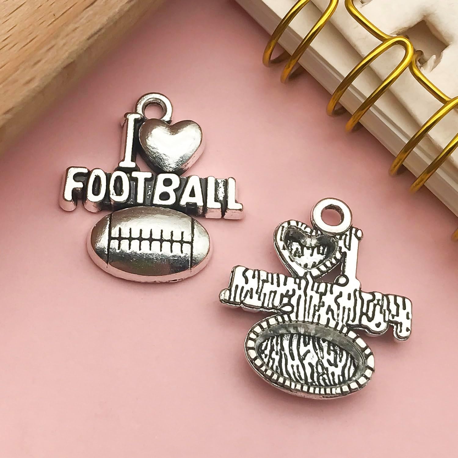 80 Pieces Sport Charms Mixed Silver Football Rugby Player's Bat Beads Pendants Necklace Crafting Sport Charms Jewelry Making Findings Accessory DIY Necklace Bracelet SN272 - Image 7