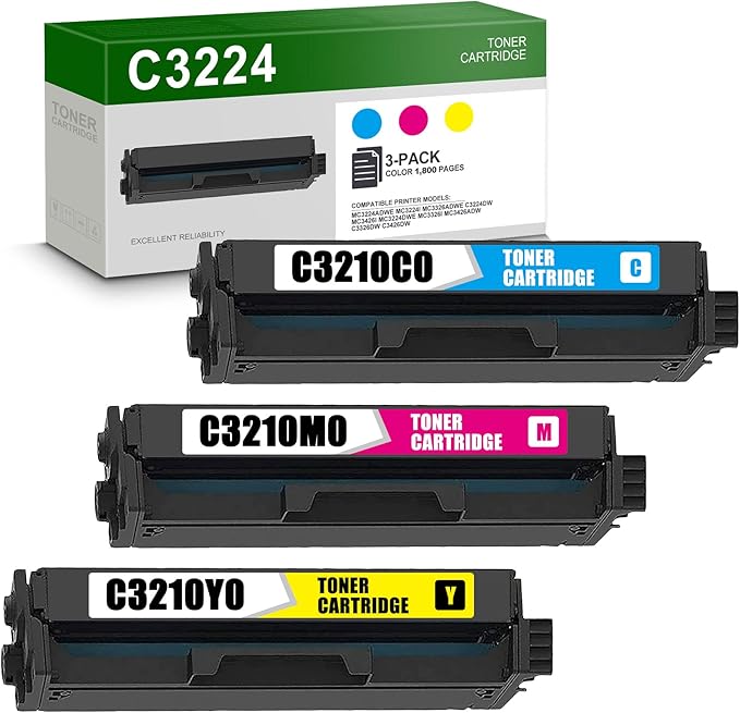 3 Pack C3224 C3210C0 C3210M0 C3210Y0 Toner Cartridges Replacement for