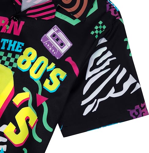 Miniatura 6 de MYHALF Traje de los años 80 para mujer, camisas de neón de los años 80, trajes de fiesta temática de los años 80 y 90, trajes retro de manga corta