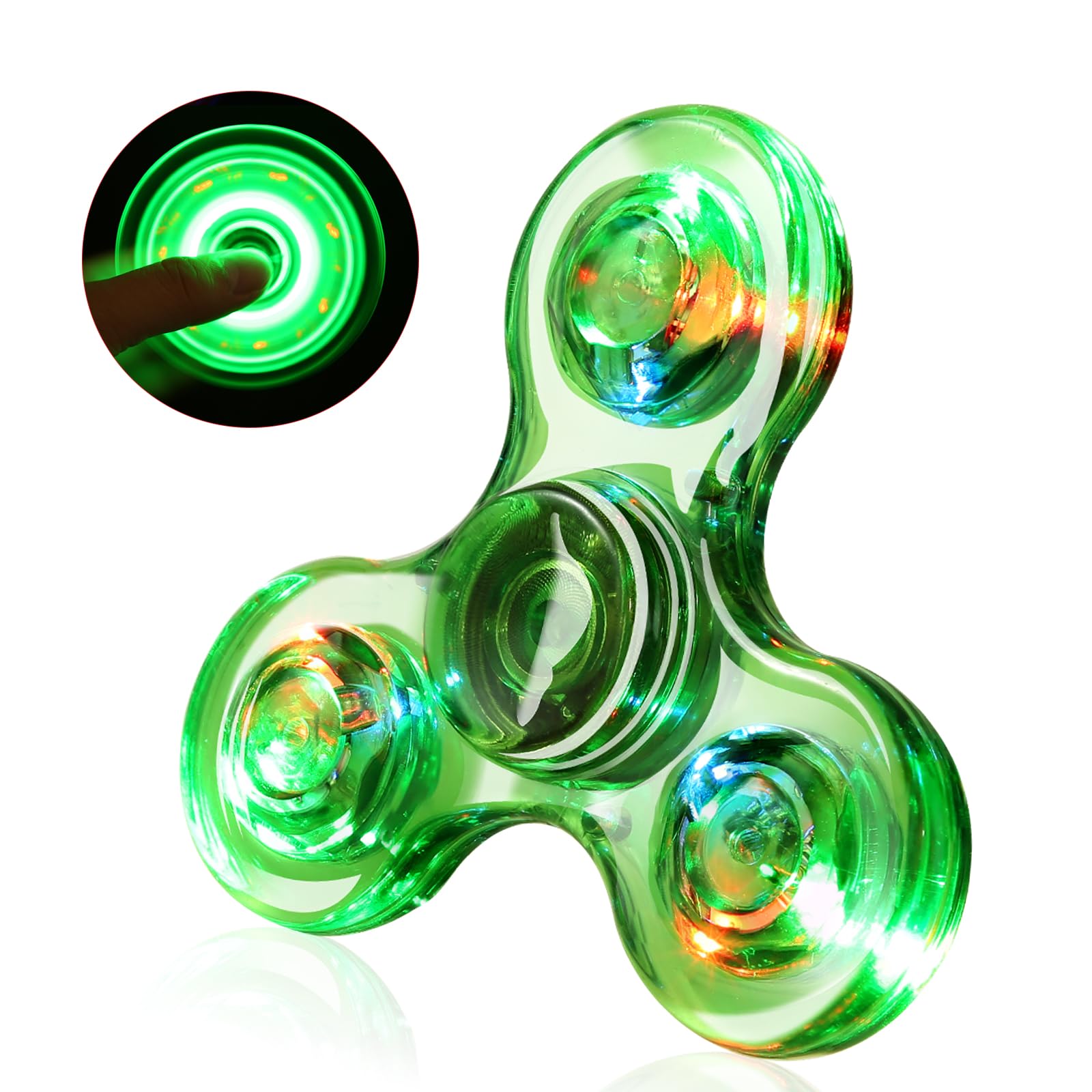 SCIONE Crystal LED Light Fidget Spinner for Kids,LED Light up Fidget Toy for Toddlers,Glow in The Dark Party Supplies Stress Relief for Children Adults(Crystal-Blue)