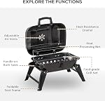 Outsunny 23" Portable Tabletop Steel Charcoal Grill Foldable Outdoor BBQ Camping Picnic Cooker Barbecue Smoker with Air Vent Black
