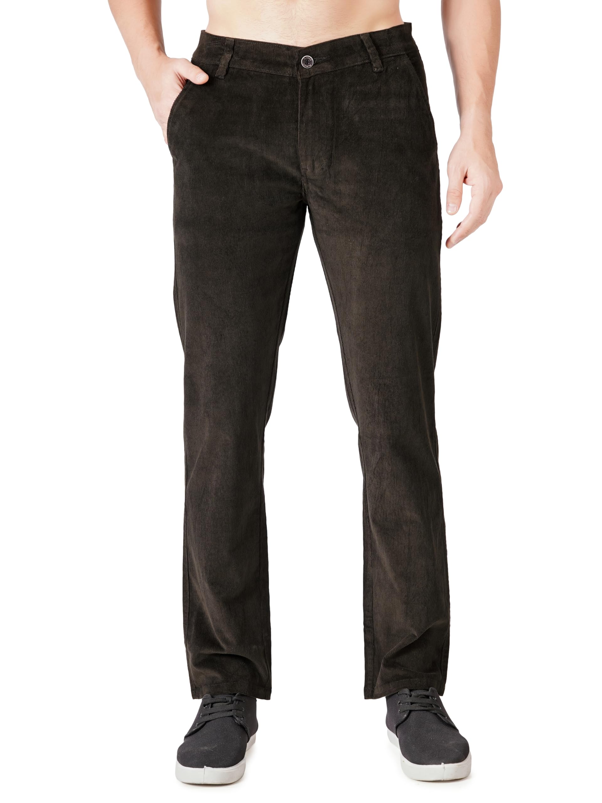 Men’s Corduroy Stretch Trousers | Slant Pocket | Chinos Styled | Mid-Rise Regular Fit Cotton Blend Pants | Premium Comfort, Stretchable Fabric-image-22