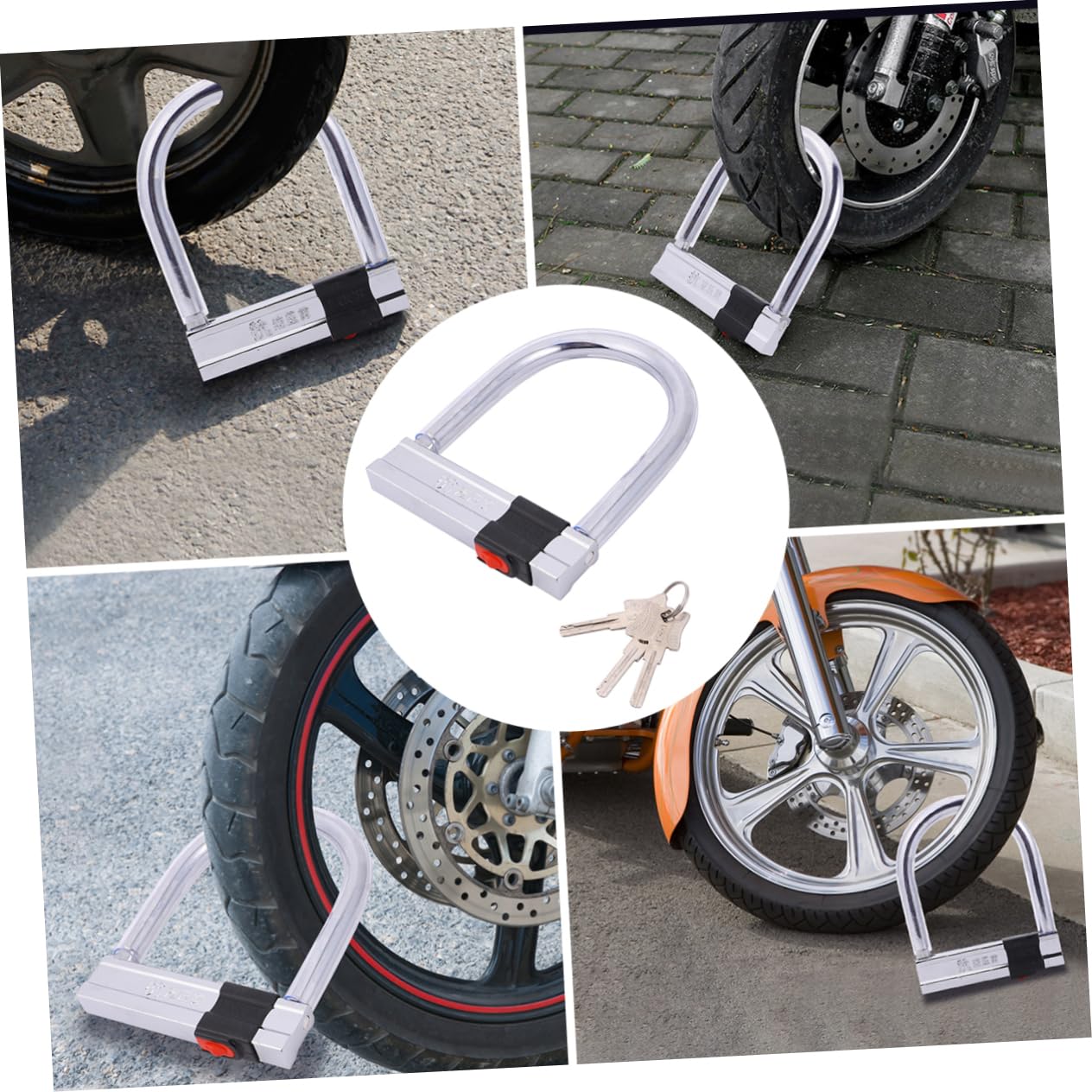 YARNOW 1pezzi Lucchetto Catena Antifurto Robusto Per Biciclette Moto Scooter Lucchetto u Grilletto Per Sicurezza All Aperto Accessori Mountain Bike