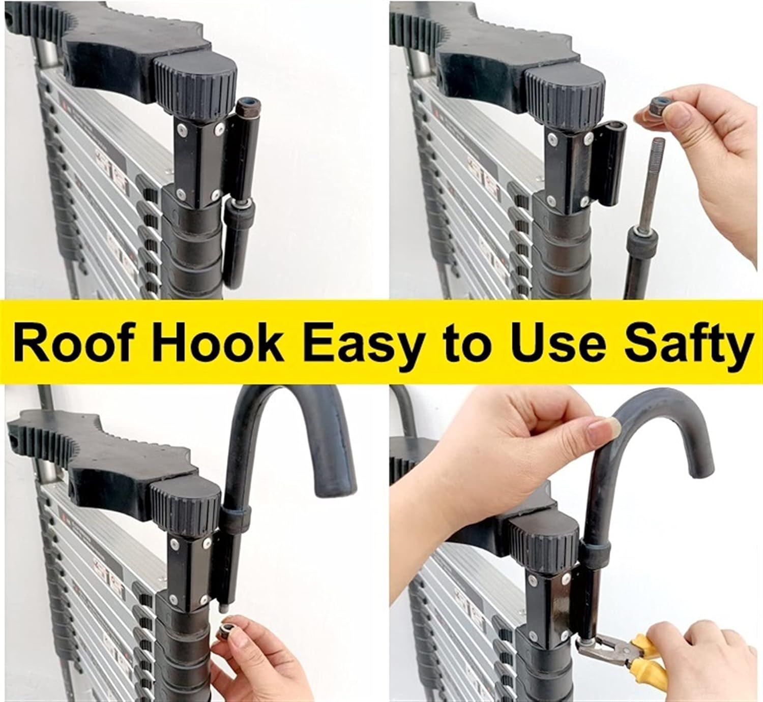 Aluminum Telescoping Ladder with Detachable Hook, 8m/ 7m/ 6m/ 5m/ 4m/ 3m/ 2m/ 1m Tall Telescopic Extension Ladders for Home Loft Outdoor Work (Size : 2.1m/6.9ft)