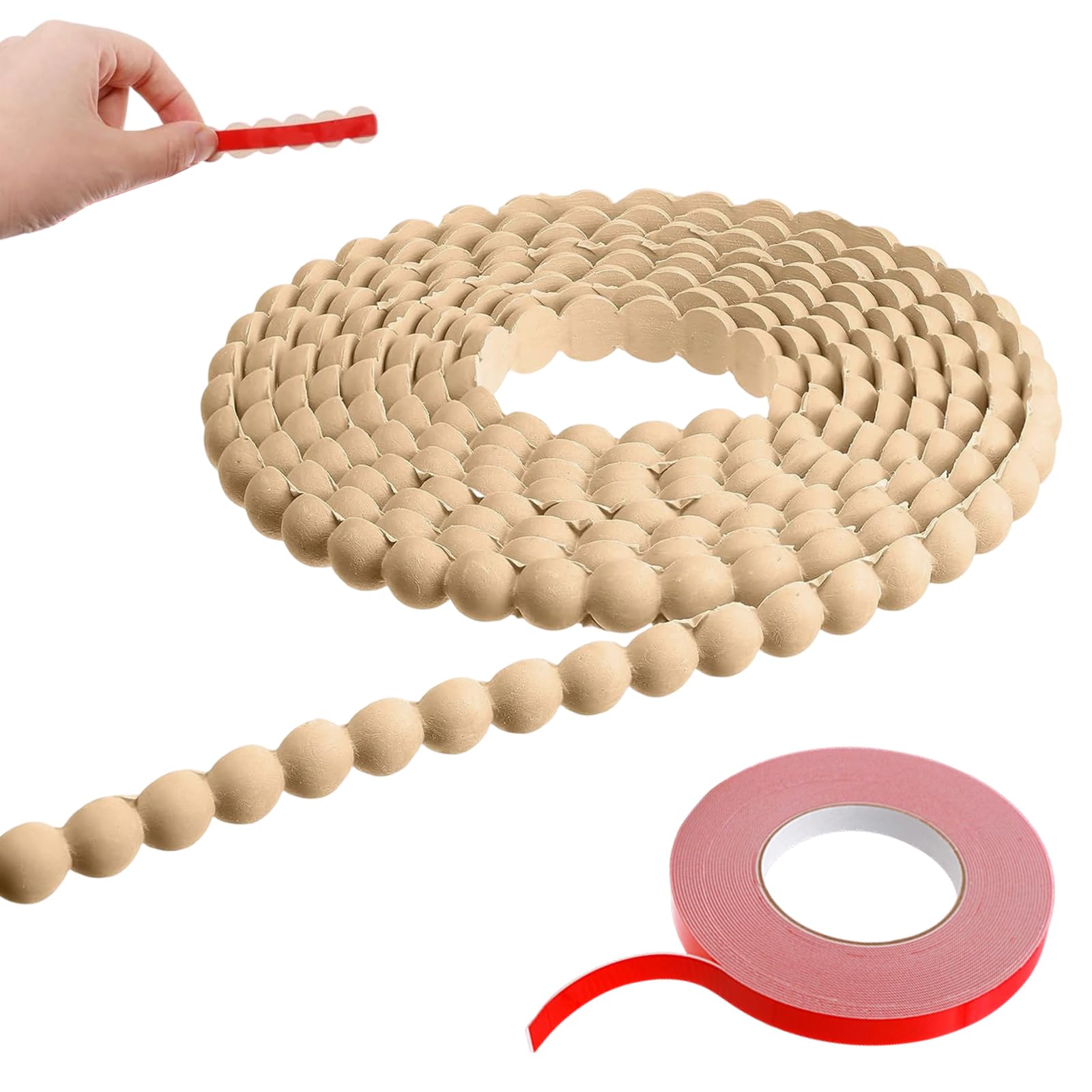 IONEKIUK 3m Solid Wood Beaded Trim Wall Moulding DIY Decorative Strip