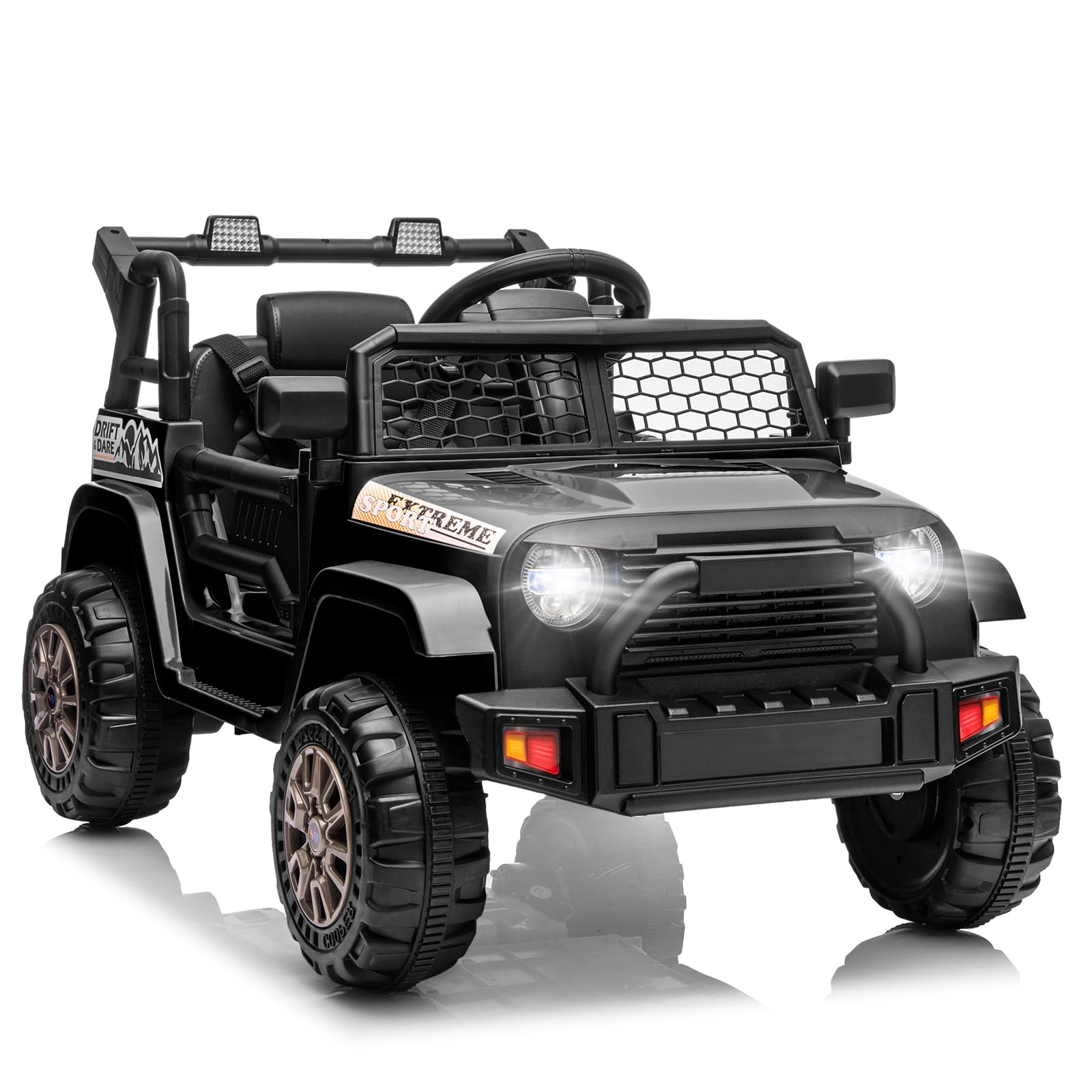 LALAHO Kinder Elektroauto 12V, Elektroauto für Kinder mit 2,4G Fernbedienung, mit Musik, Scheinwerfer,Kinderauto Elektrisch, Elektro Kinderauto für ab 3 Jahren (Schwarz 1)