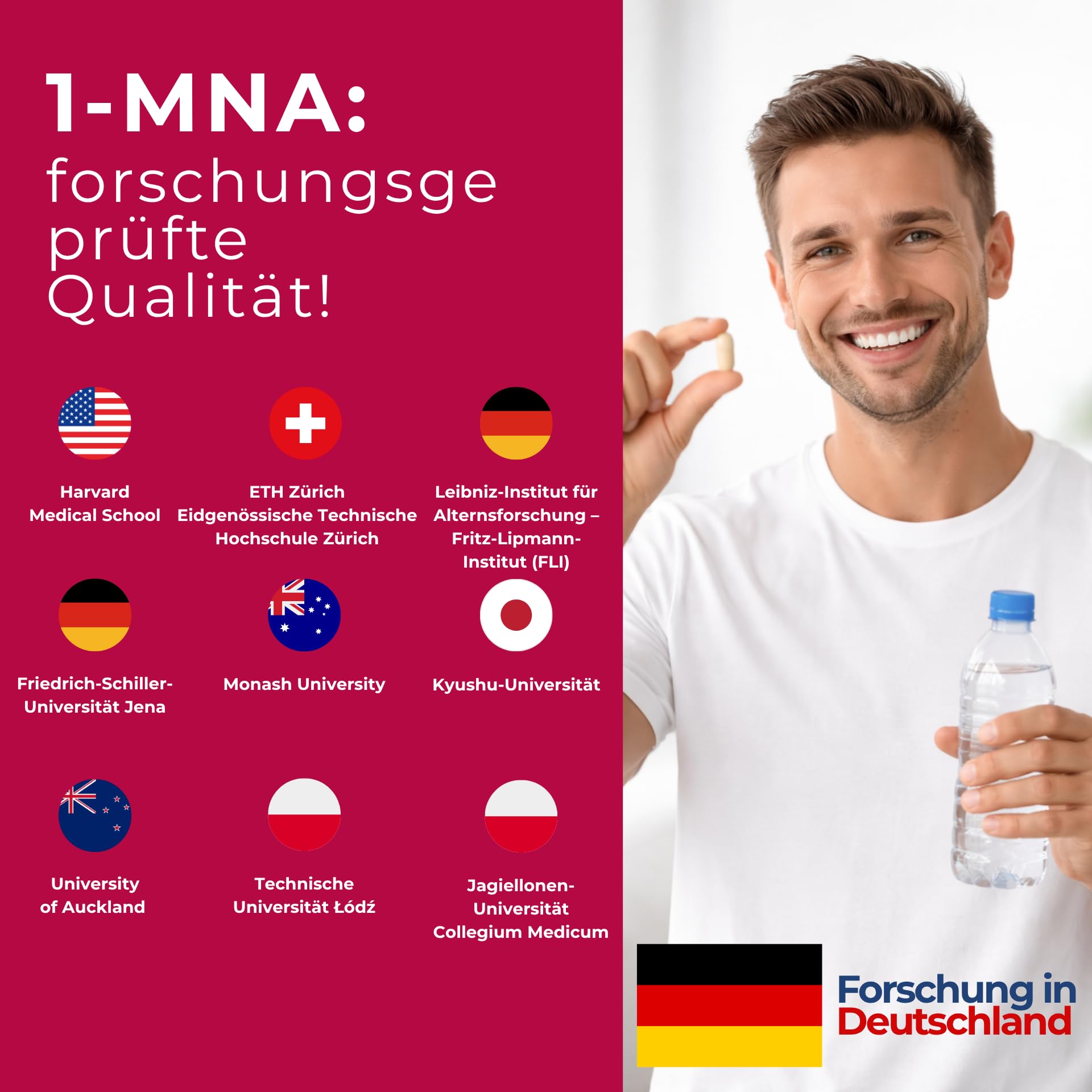 NAD Plus Optimierer mit Trans Resveratrol, 1-MNA und Zink - NAD+ Vorstufen & Polyphenole - Unterstützt Zellvitalität & Energie - Vegan, Glutenfrei, Tägliches Antioxidans - 30 Kapseln