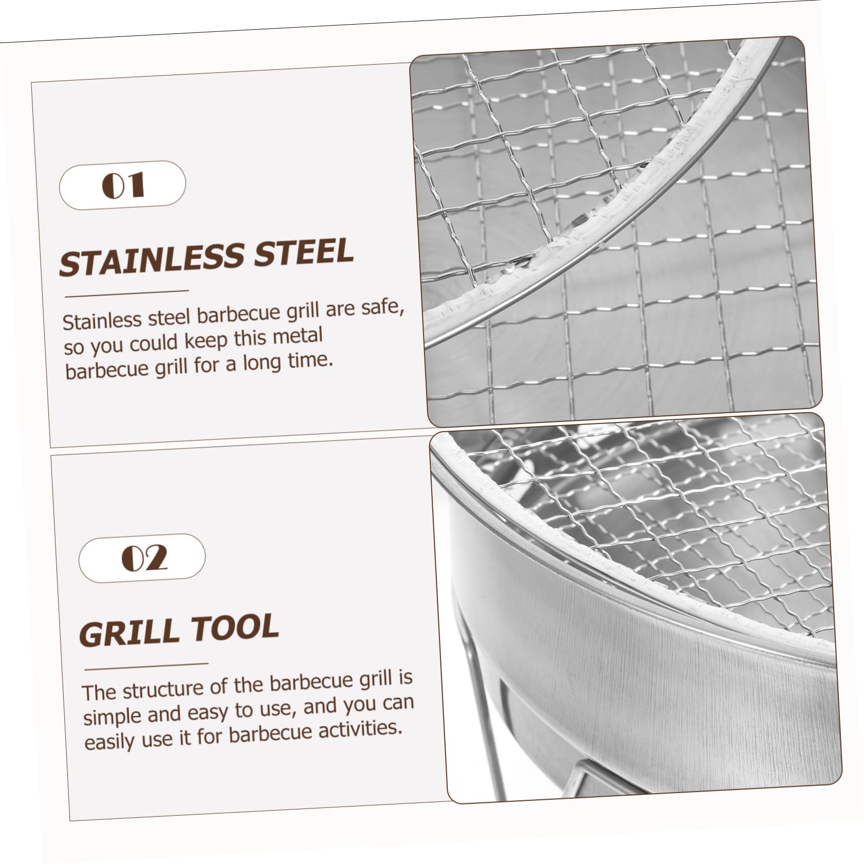 Grillmatte, 1 Set Holzkohlegrill, silberfarben, 28 x 10,7 cm