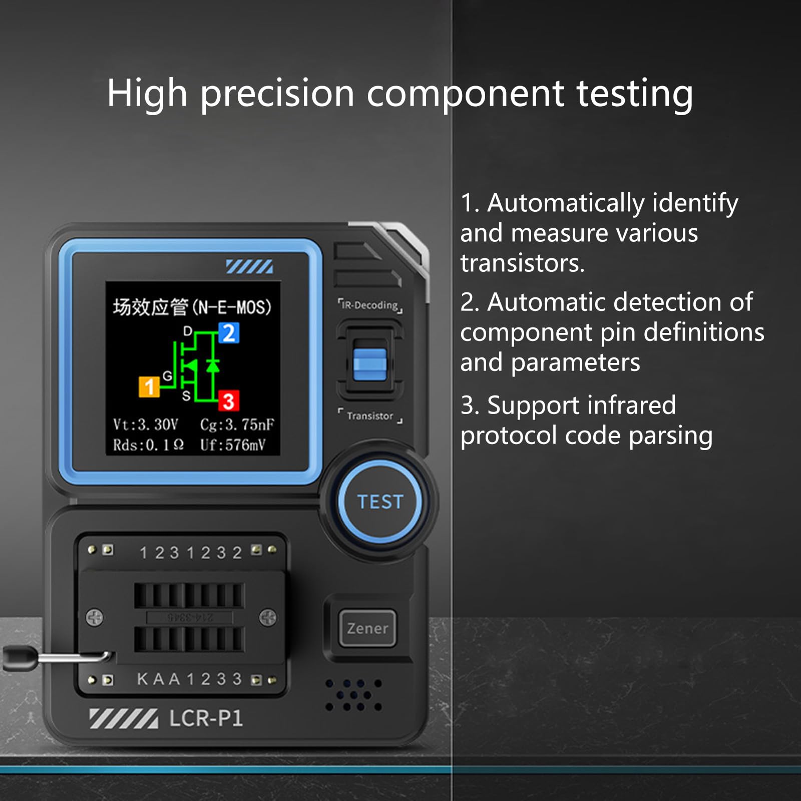 Medidor multifunción de componentes electrónicos, detector automático, transistor, multímetro, diodo, probador multifuncional