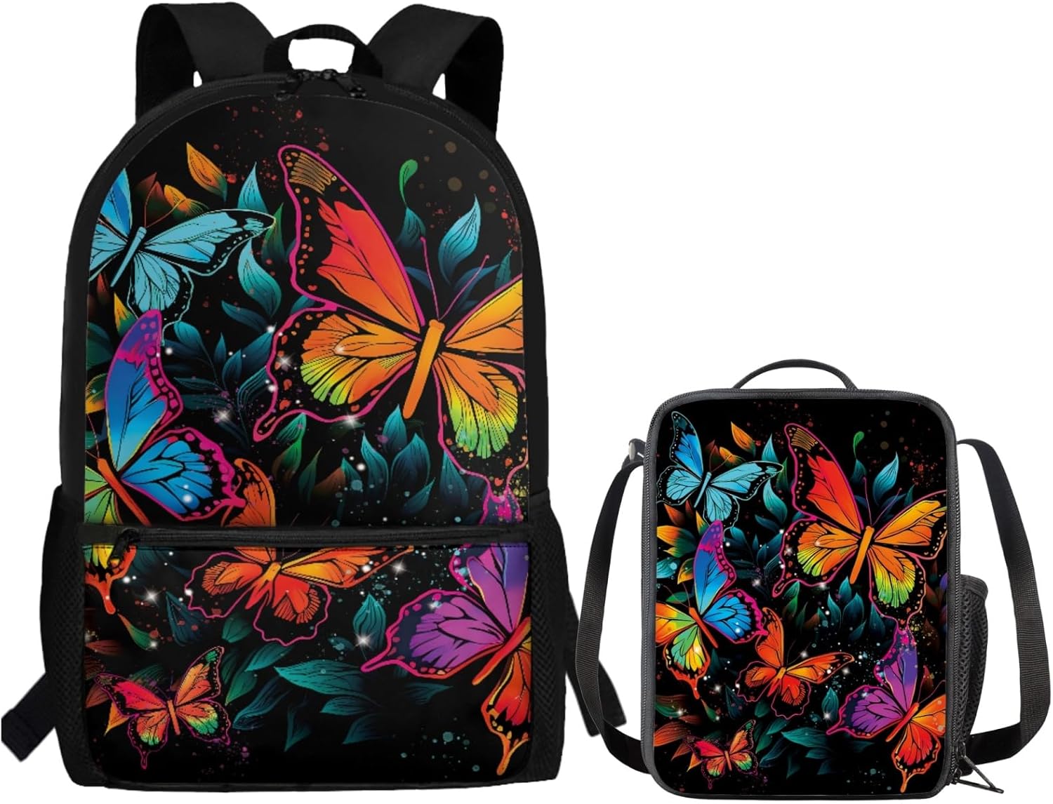 Frog Print School Backpack Children Schoolbag Bookbag with Insulated Lunch Tote Purse Full Set of 2 Piece for Kids Girls Boys