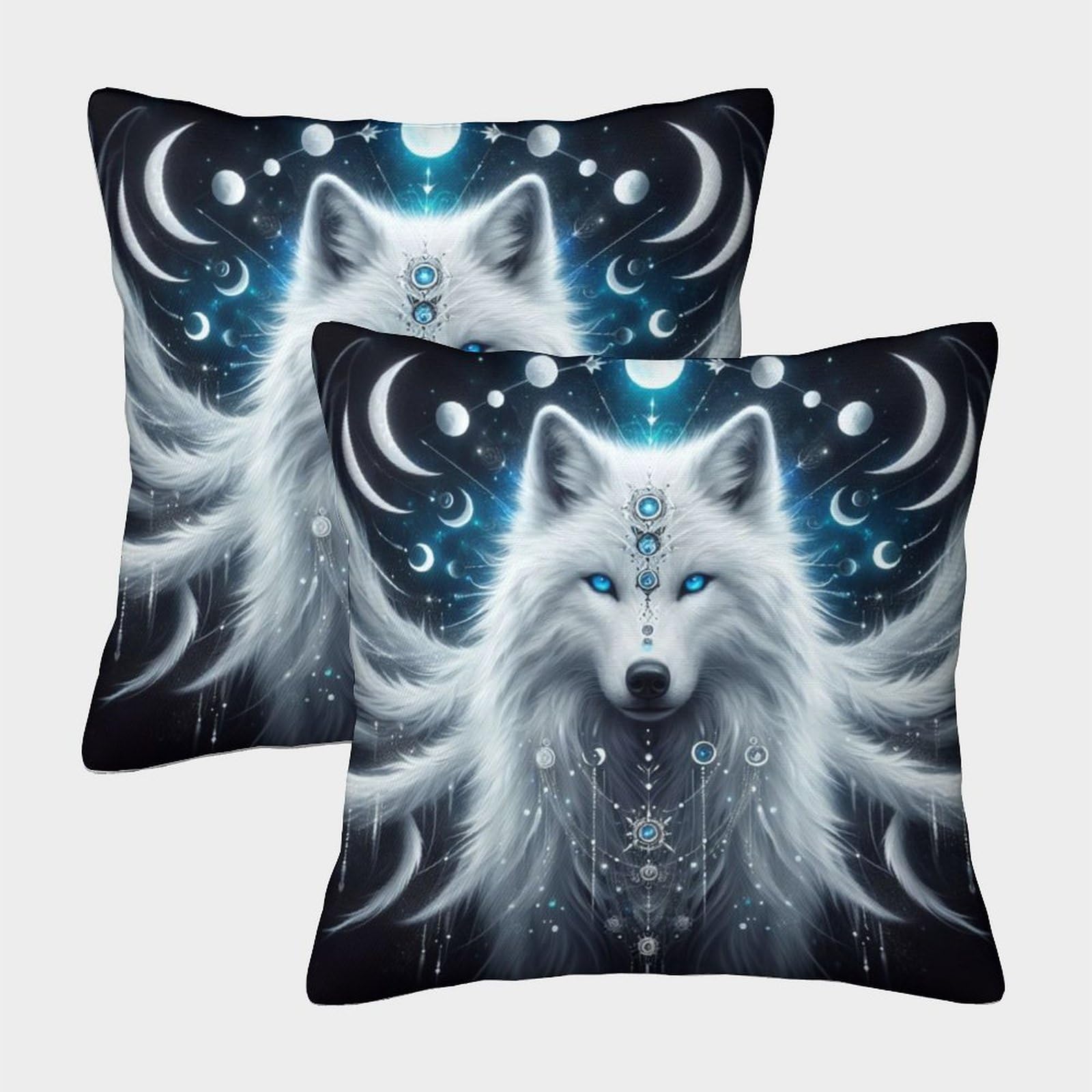 PHQAZWSXE Wolf Pillow Cases Set of 2 Cozy Pillowcase Animal Cushion Cover with Zipper Decorative Couch Living Room 50x50cm