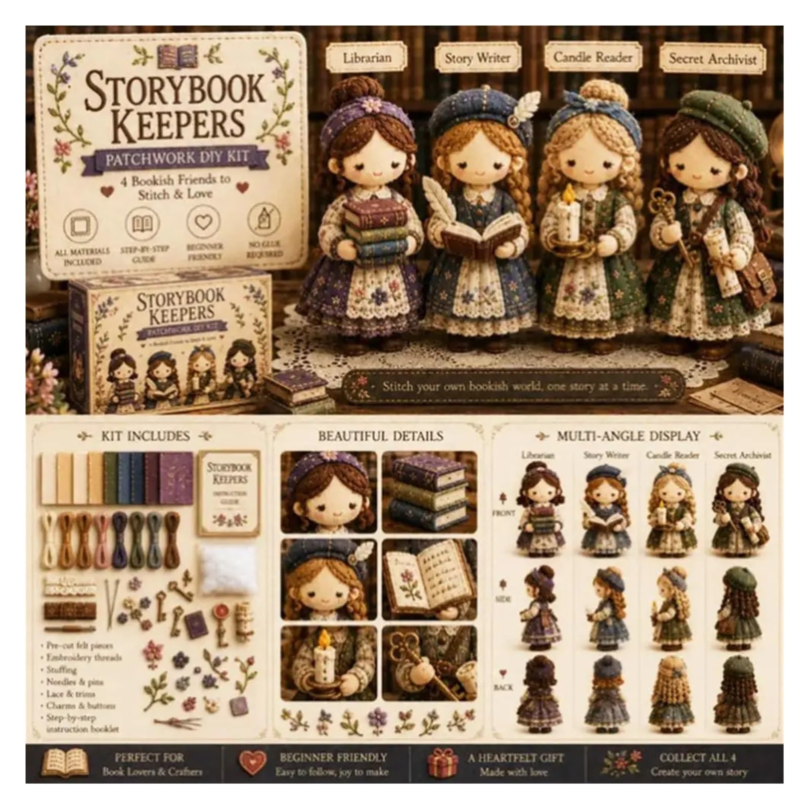 kit de tela para acolchar diy Kit De Bricolaje for Patchwork for Niña | Con agujas de tela precortadas, juego de manualidades de costura 3d for decoración del hogar, bosque(A)