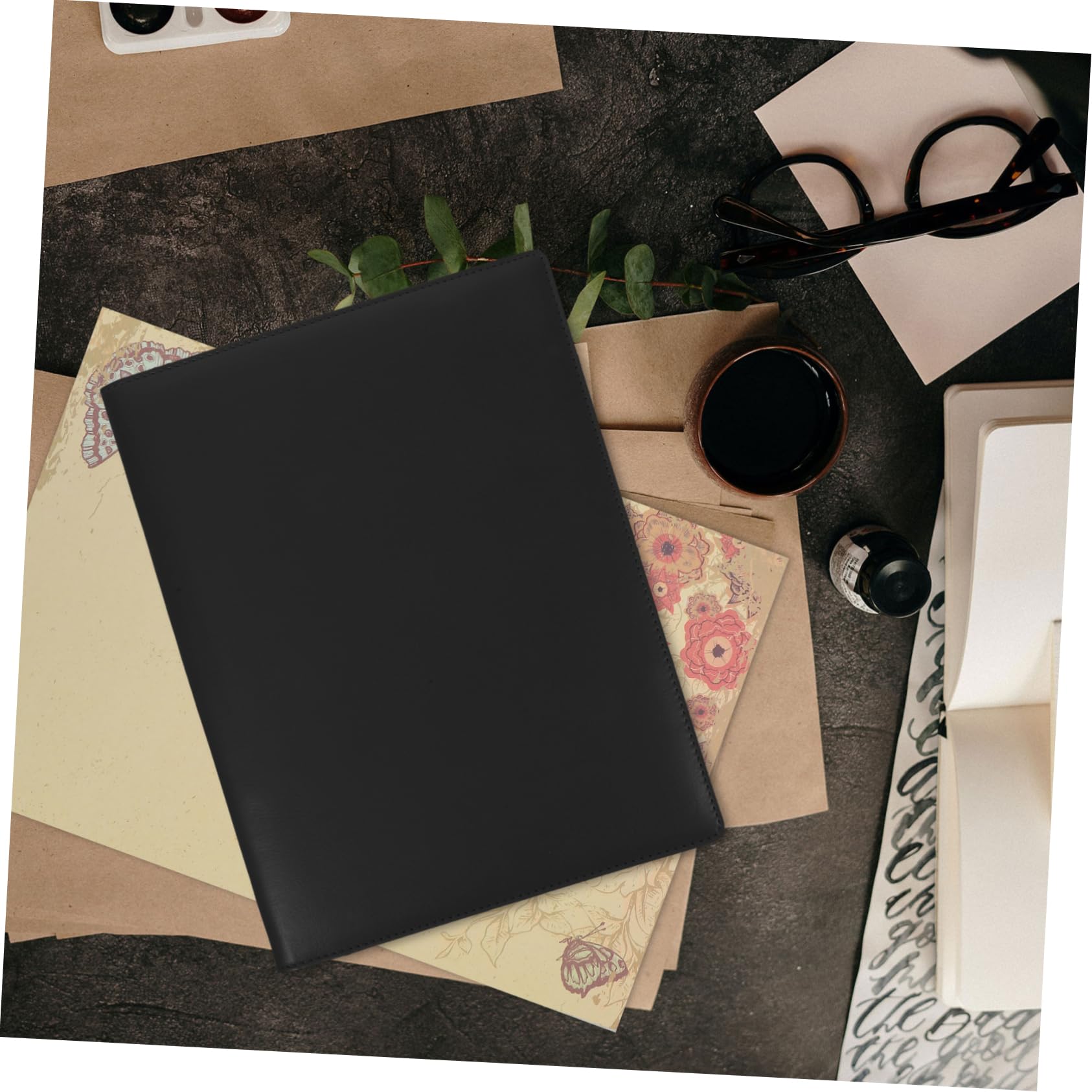 Dossier de Documents A4 en Cuir Noir, Classeur Organisateur de Documents | Rentrée Scolaire, Dossier de Portefeuille D'entreprise, Accessoire de Bureau, Alliage D'aluminium