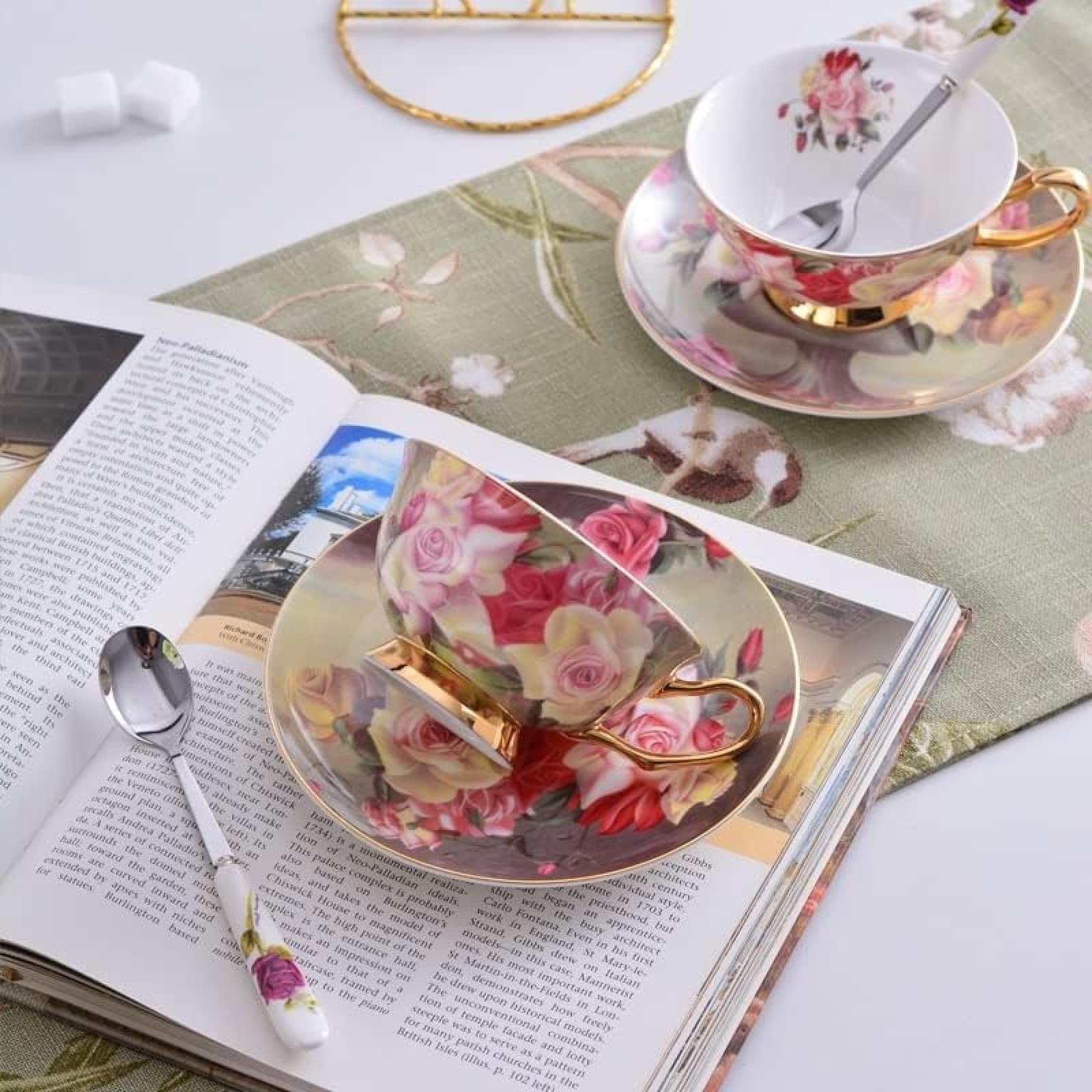 Panbado Set di Tazza e Piattino Bone China Tazzine da caffè Tazze da tè