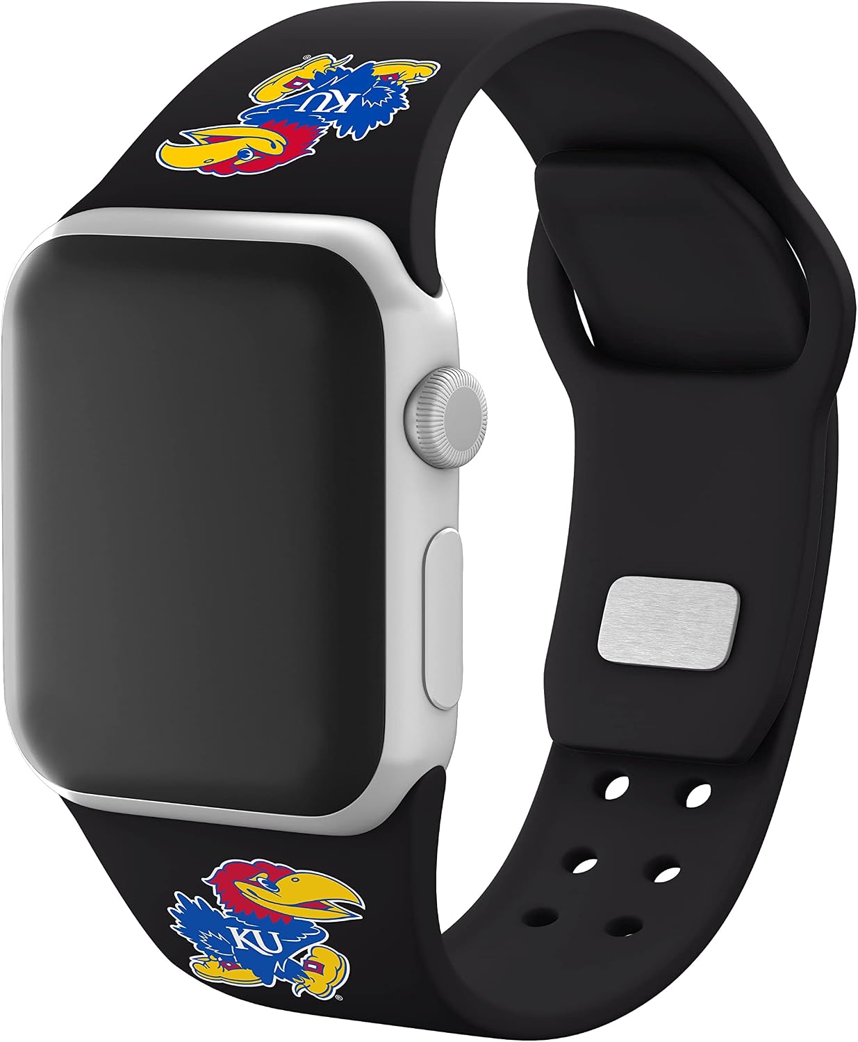 Affinity Bands Kansas Jayhawks Silicone Sport Band compatible with Apple Watch (42/44/45/49mm (46mm Series 11) Black)