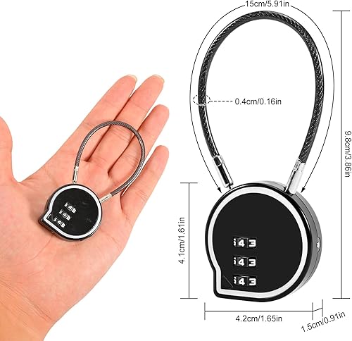 Miniatura 2 de Paquete de 2 cerraduras resistentes de combinación de 3 dígitos, candados de aleación de zinc para casillero de gimnasio, cerraduras de gabinete,