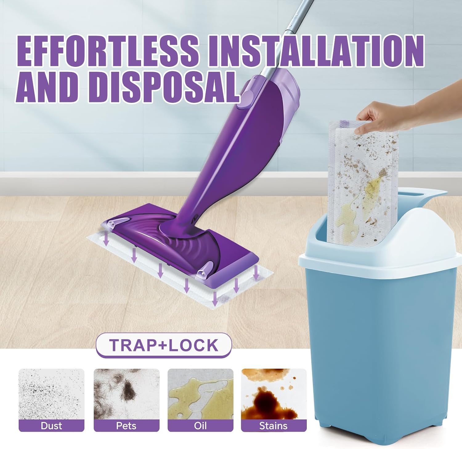 50 Count for Swiffer Wet Jet Pads, Disposable Wet Jet Pads, for Swiffer Wet Pads Refill for Spray Mop, All-Floor Cleaning Pads Safe for Hardwood & Multi-Surface