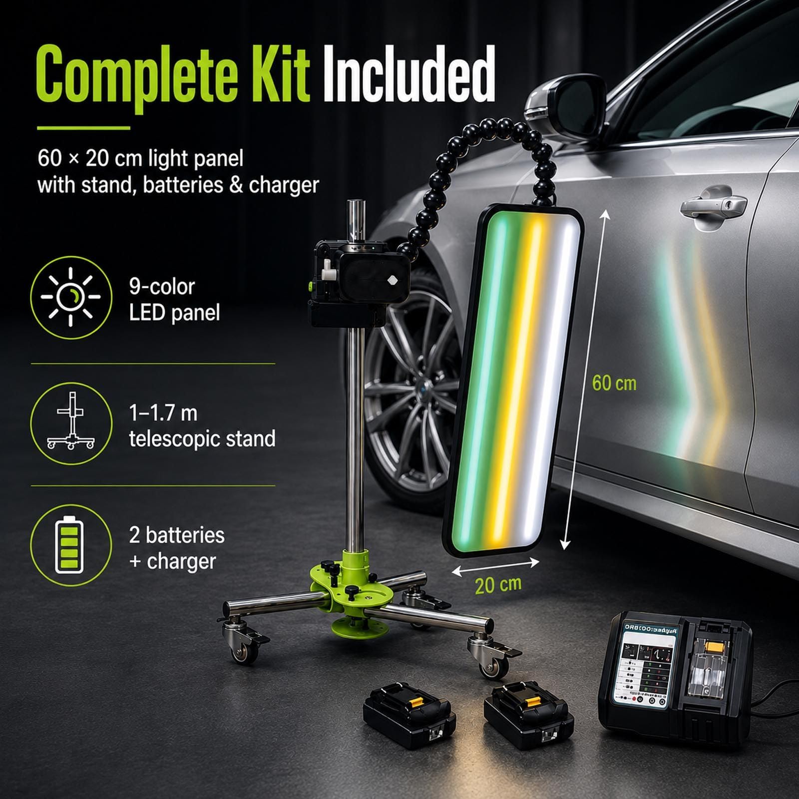 Pannello riflettente PDR con LED 9 colori e supporto regolabile