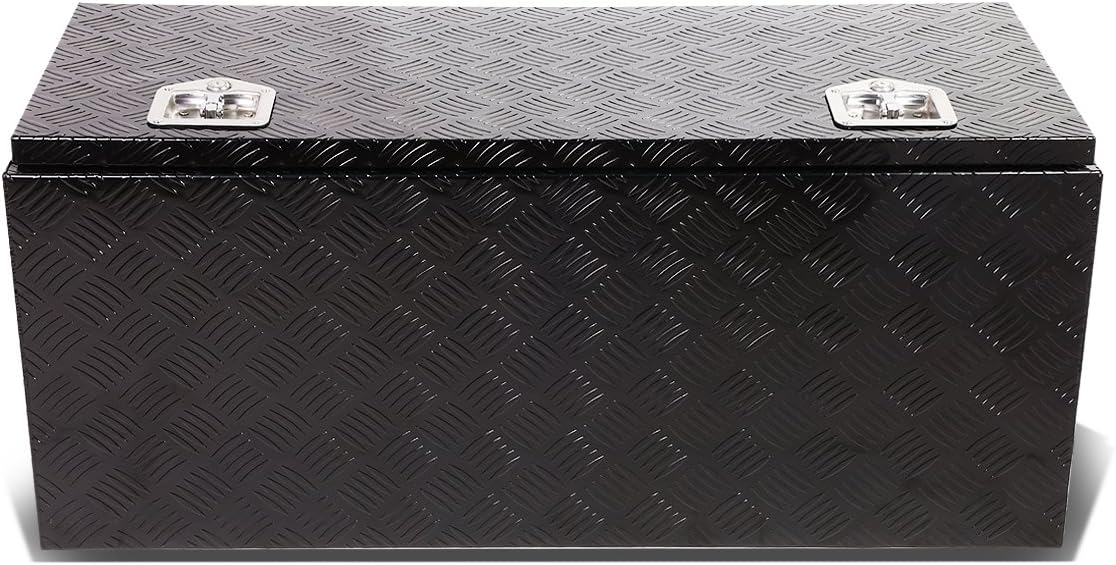 DNA MOTORING Truck Bed Lockable Tool Box, Truck Organization Storage Locker for Tonneau, Utility Aluminum Box with Lock & Keys, 36"x18"x16", Black, TBOX-T2-36-ALU-BK