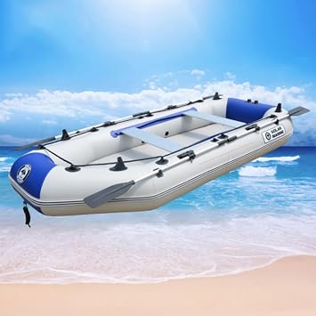 Rubber Boat Inflatable Kayak PVC Air Boat Fishing Boat Durable Mini Boat Inflatable Boat for Saltwater Fishing Independent Air Chamber Construction Outboard Motor Mountable Fishing Leisure Outdoor Marine Sports 2.6m