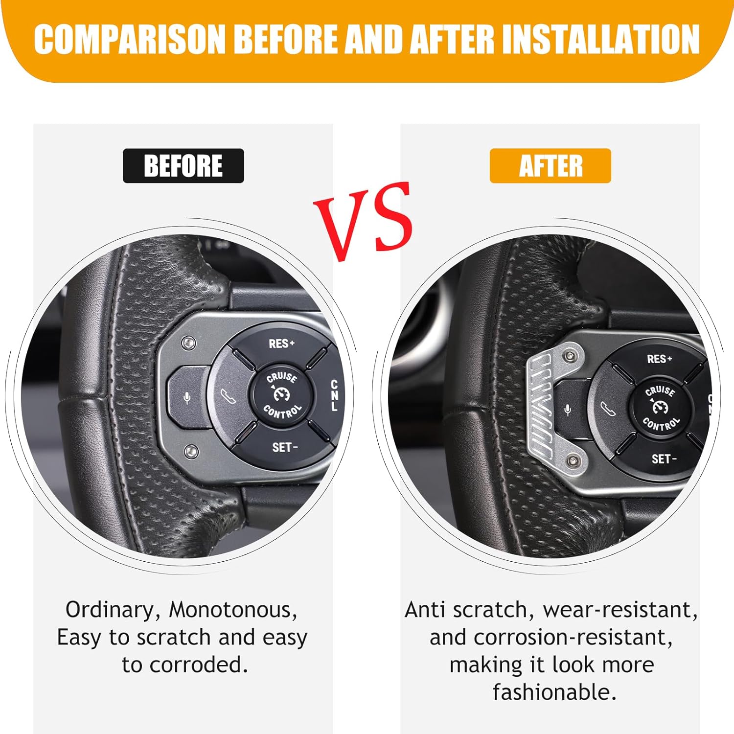 2PCS Steering Wheel Guards Compatible with INEOS Grenadier 2022-2025 Aluminum Alloy Steering Wheel Buttons Mis-Touching Pads Interior Accessories (Silver)