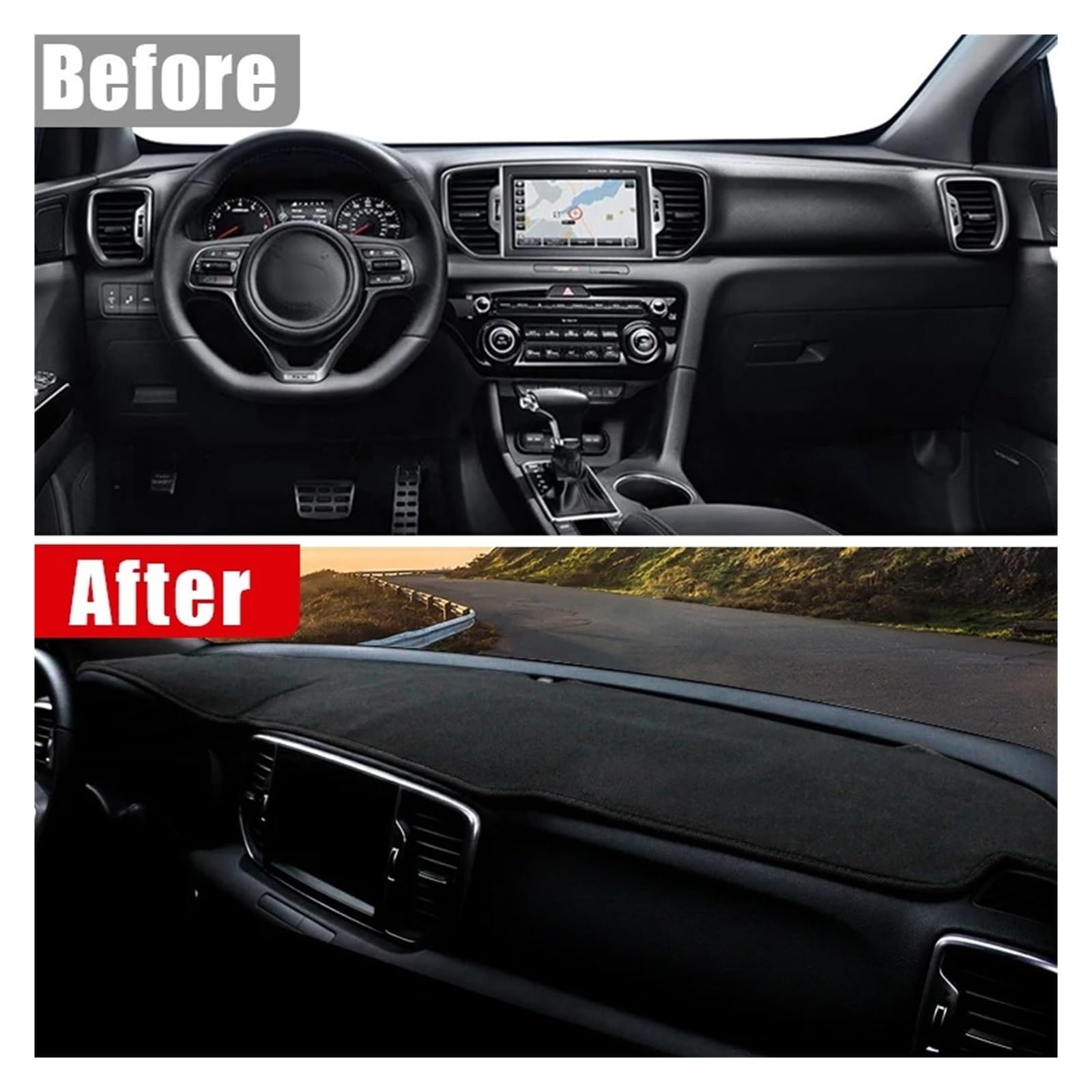 Protector Salpicadero Para Kia Para Sportage 4 QL 2016-2021 Cubierta Del Salpicadero Coche Evitar La Almohadilla De Luz Panel Instrumentos Anti-UV Alfombra Resistente | B RHD Black