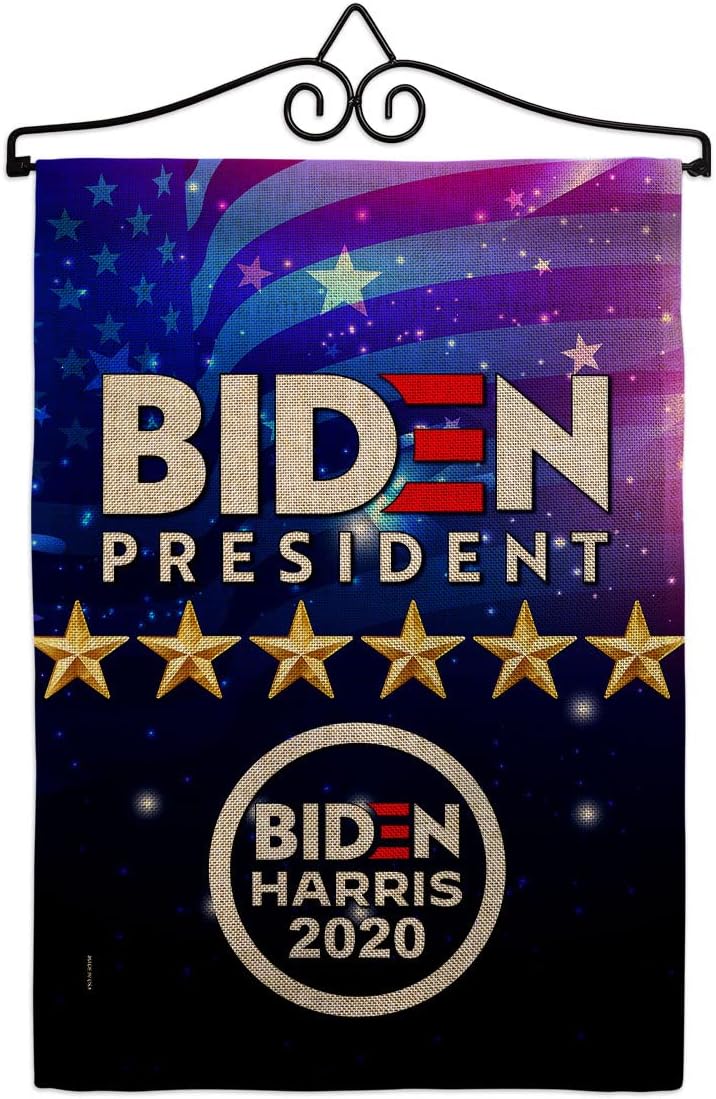 Biden Harris Garden Flag Set Wall Holder Patriotic President Democrat Republican Tea Party United State American Election Small Gift Yard House Banner Made In USA 13 X 18.5